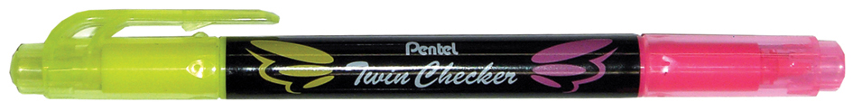 SLW8-GP589327d608d8f Pentel Textmarker ´TWIN CHECKER´, 2 Spitzen, gelb/pink