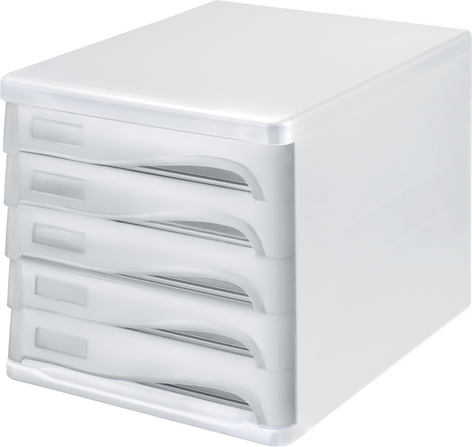 H61294_82_E_1_30058933b145cab0 helit Schubladenbox, 5 Schübe, weiß/rot-transparent