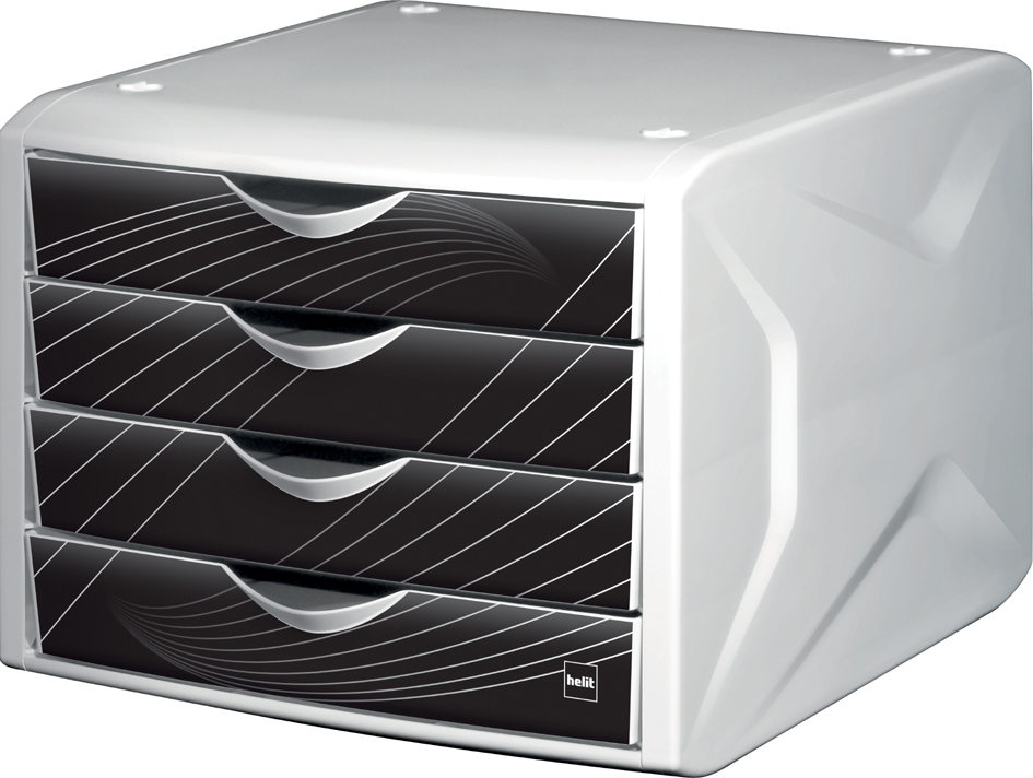 helit Schubladenbox Chameleon, 4 Schübe, Dekor dark hexagon