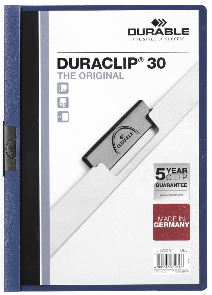 2200-07-durable589374c0e6141 DURABLE Klemmhefter DURACLIP ORIGINAL 30, DIN A4, hellblau