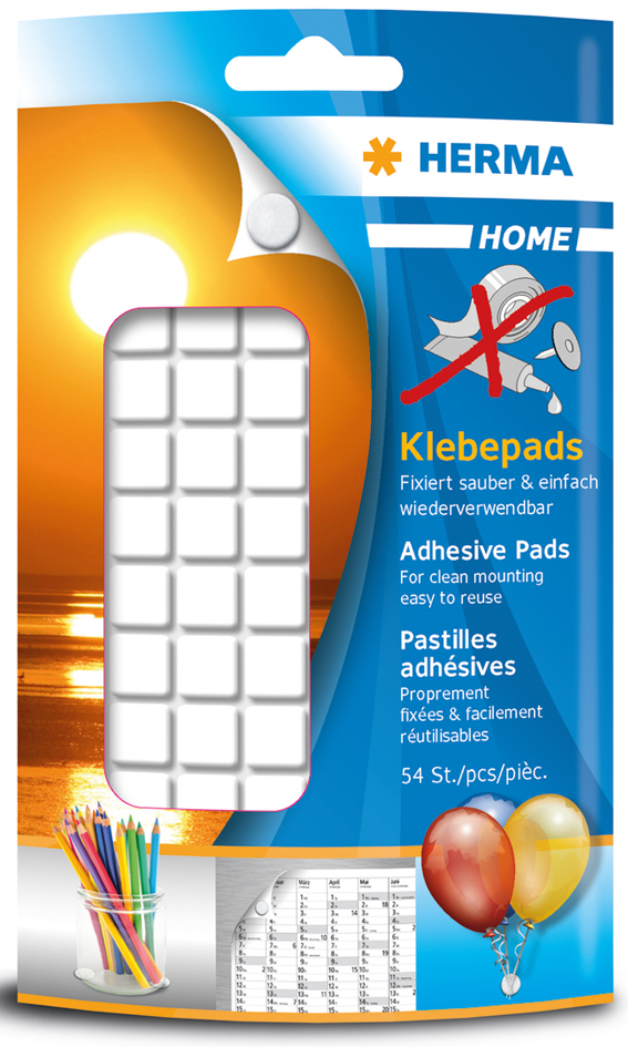 1350 HERMA Klebepads, weiß, wieder ablösbar