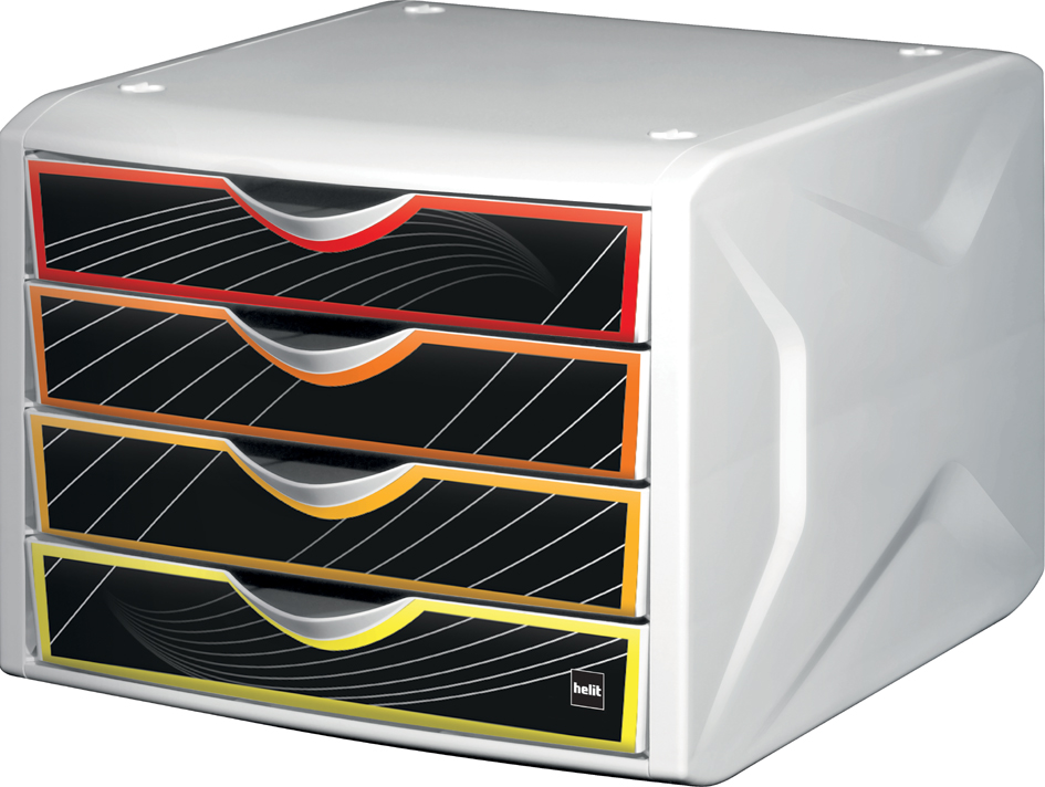 helit Schubladenbox Chameleon, 4 Schübe, Dekor priority