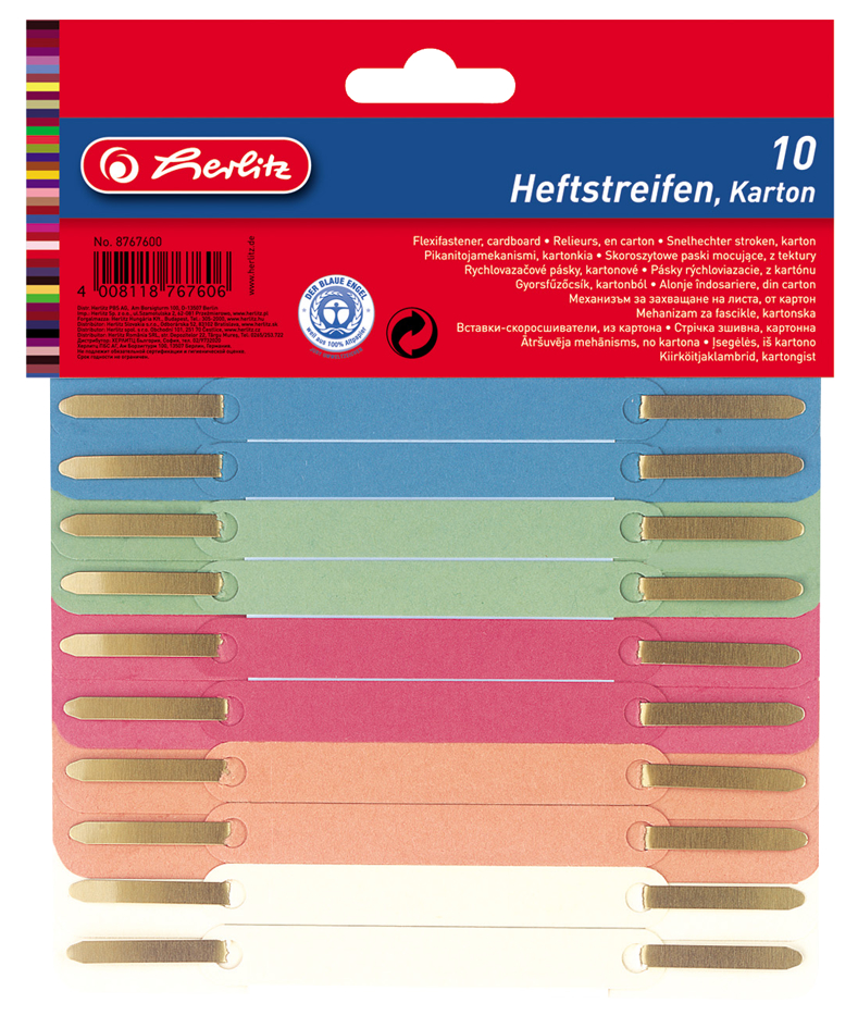 087676000051 herlitz Heftstreifen 34 x 150 mm, RC-Karton, farbig sortiert