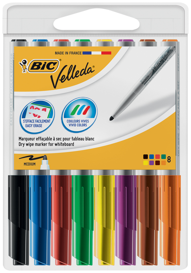 BIC Whiteboard-Marker Velleda 1741, Rundspitze, 8er Etui
