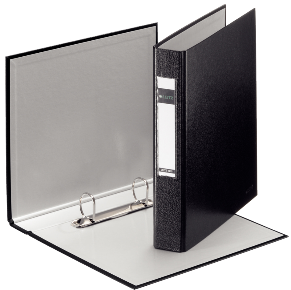 LEITZ Ringbuch Standard, DIN A5, schwarz, 2 D-Ring-Mechanik