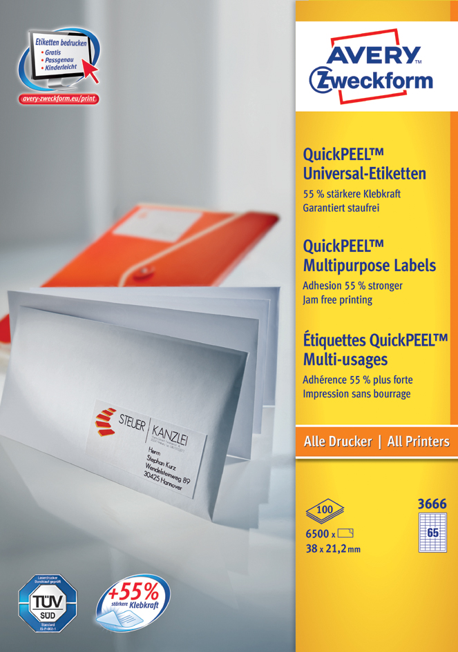 3666589358db18ec1 AVERY Zweckform Universal-Etiketten, 105 x 48 mm, weiß