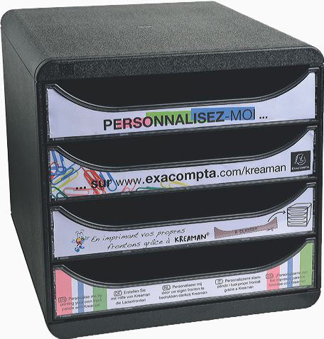 EXACOMPTA Schubladenbox BIG BOX, 4 Schübe, schwarz glossy