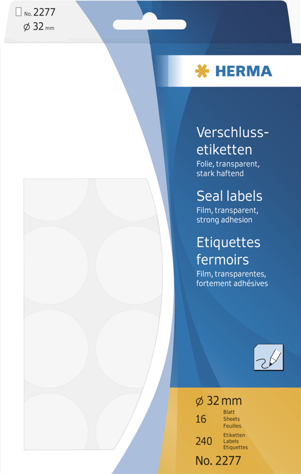227758934cc20f635 HERMA Verschlußetiketten, Durchmesser: 19 mm, transparent