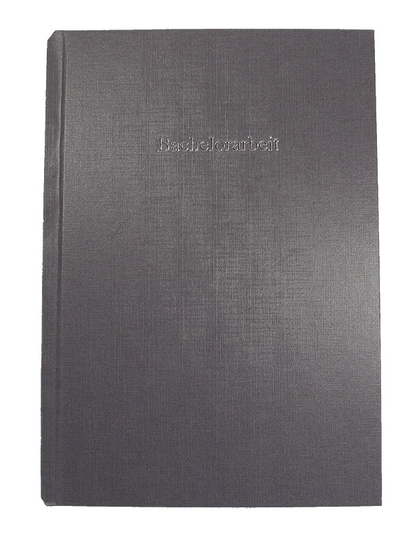 Bucheinband Hardcover ST, Prägung BACHELORARBEIT, grau