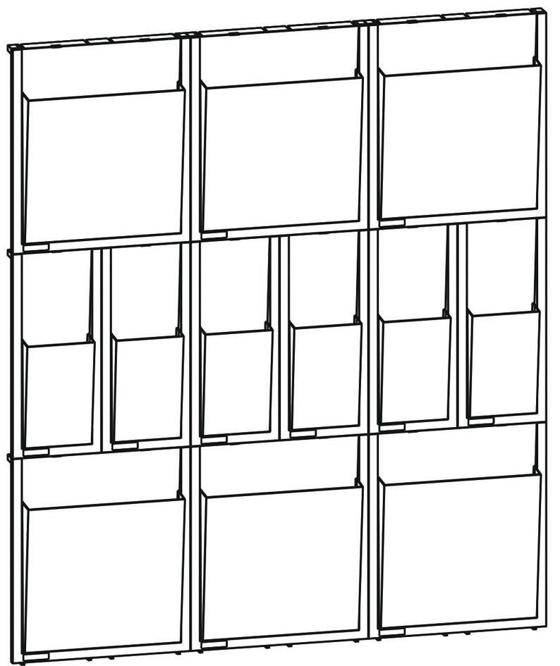 helit Wanddisplay PLACATIV, 4 Fächer DIN A4 hoch und