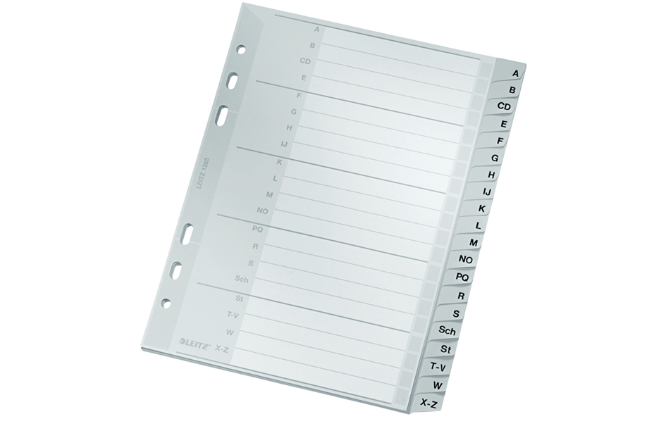 12650000 LEITZ Kunststoff-Register, A-Z, A5, PP, 20-teilig, grau