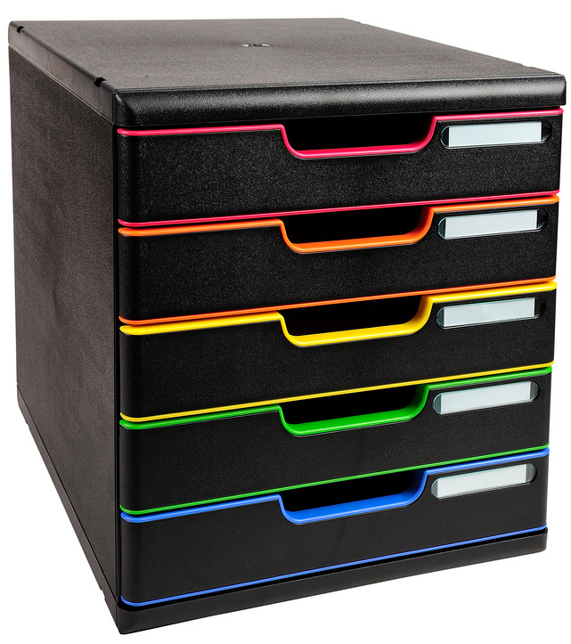 301914D58febf1b36188 EXACOMPTA Schubladenbox MODULO A4, 5 Schübe, harlekin