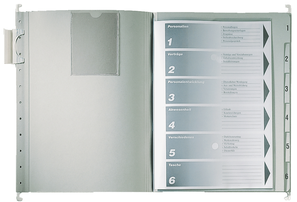 300410085-offen LEITZ Personalakte/Personal-Hängemappe, 5 Fächer, grau