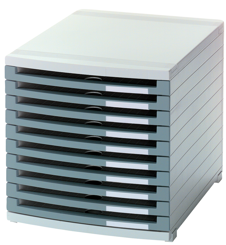 1510_0_19589369efc24c5 HAN Schubladenbox CONTUR, 10 offene Schübe, lichtgrau
