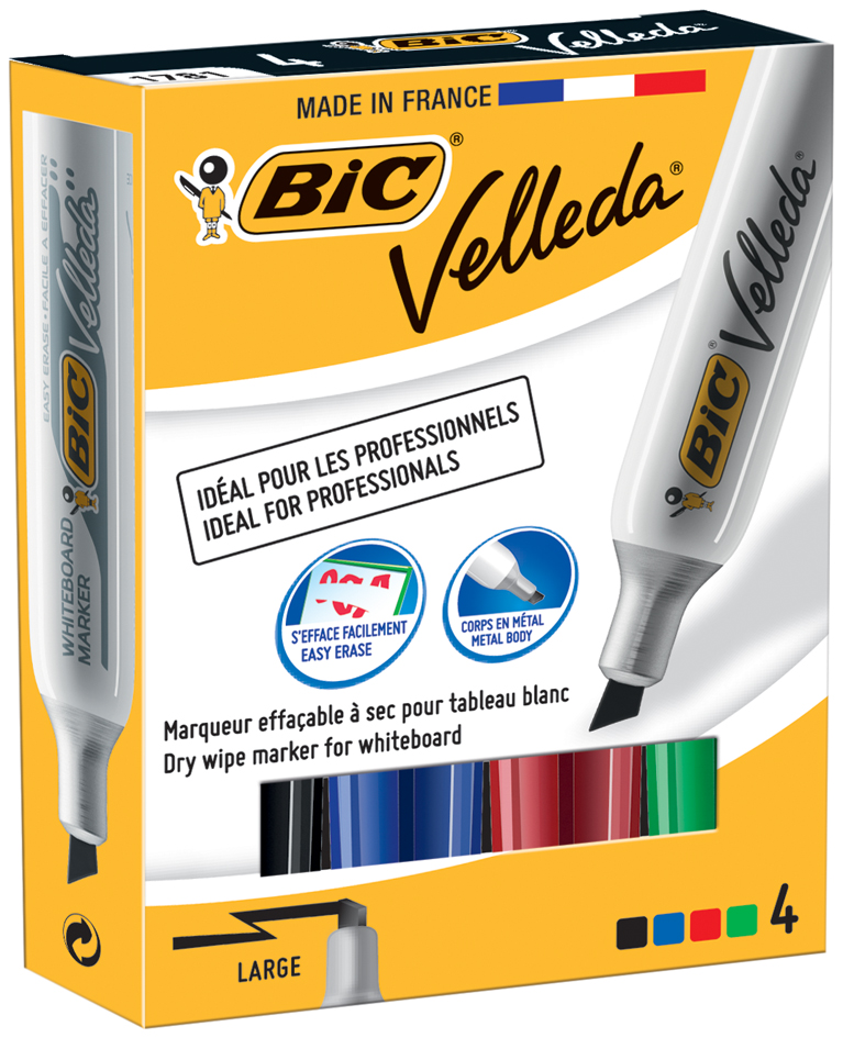 875787 BIC Whiteboard-Marker Velleda 1781, Keilspitze, 4er Etui