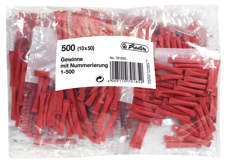 herlitz Gewinnlose, nummeriert 501-1.000, rot