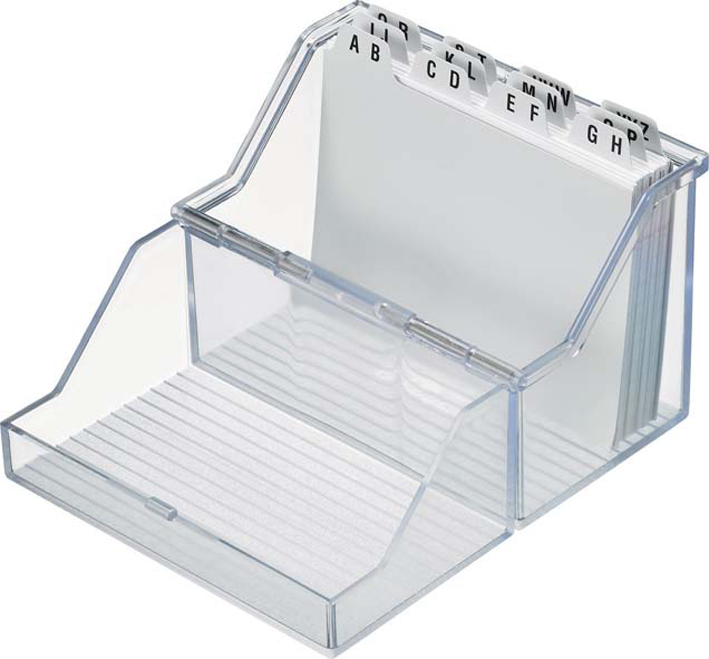 H61146_02-offen58932a95bccec helit Klein-Karteikasten A8 quer, glasklar, bestückt
