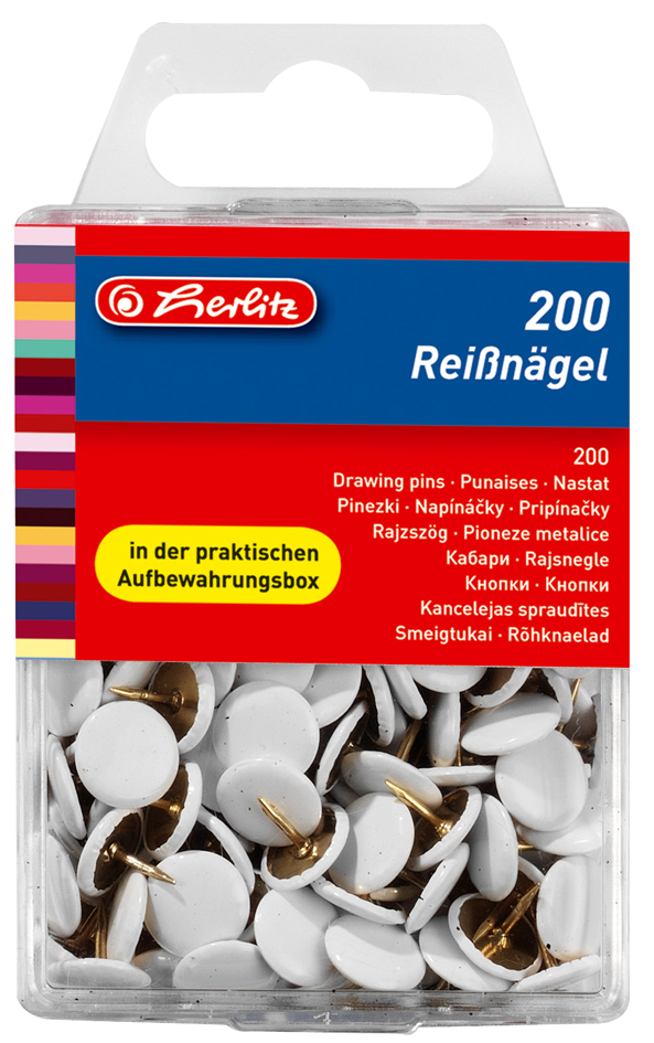 0877015858937290c2eaf herlitz Reißnägel, weiß, Durchmesser: 9,5 mm