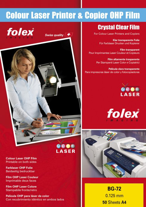 29720-125-44100 FOLEX Color-Laserfolie BG-72, DIN A4, transparent