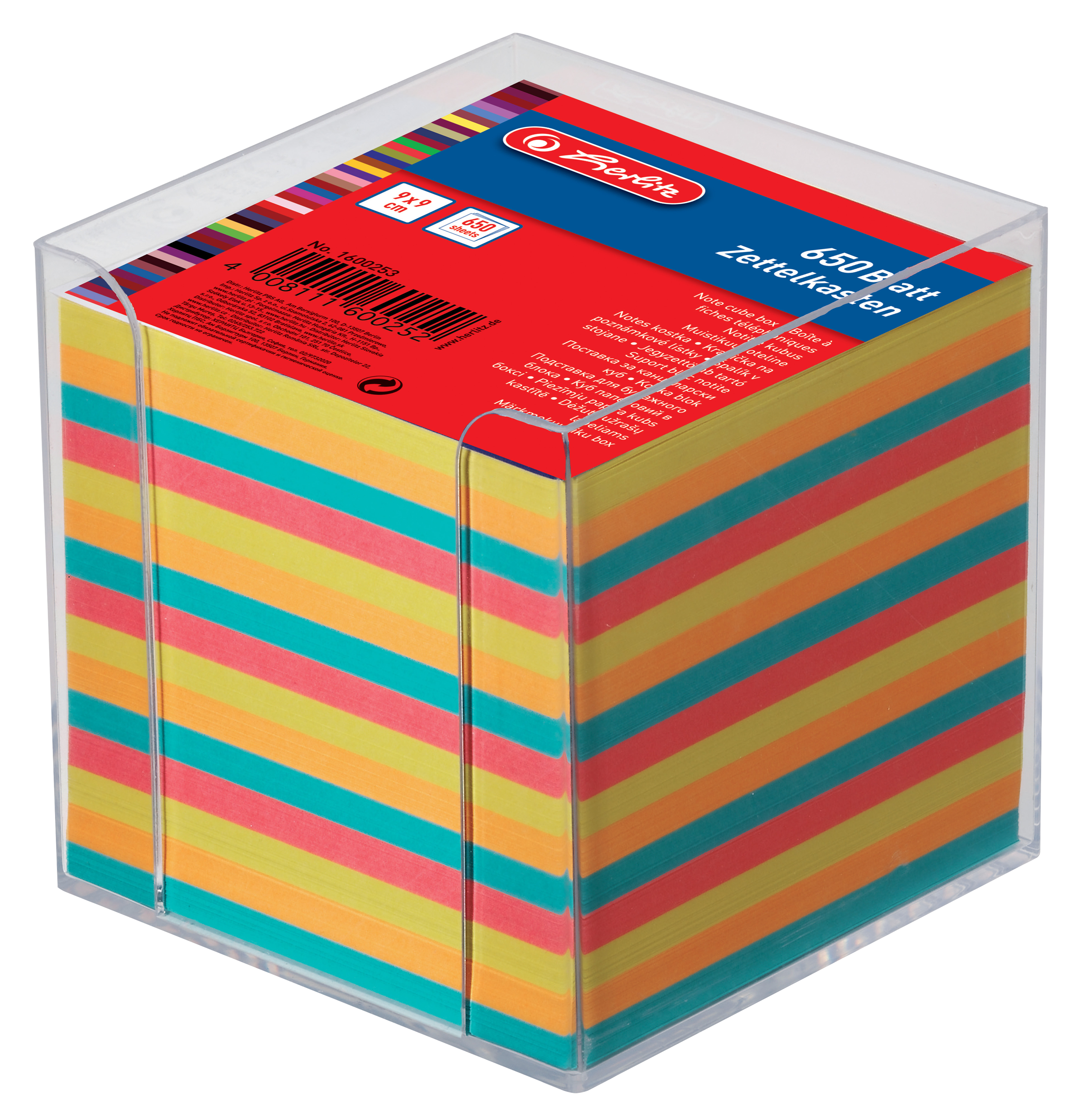 0160025358931d06038dd herlitz Zettelbox, Kunststoff, 90 x 90 mm, glasklar
