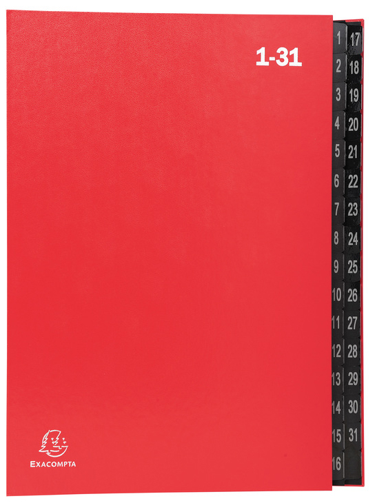 57035E EXACOMPTA Pultordner, DIN A4, 1-31, 32 Fächer, rot