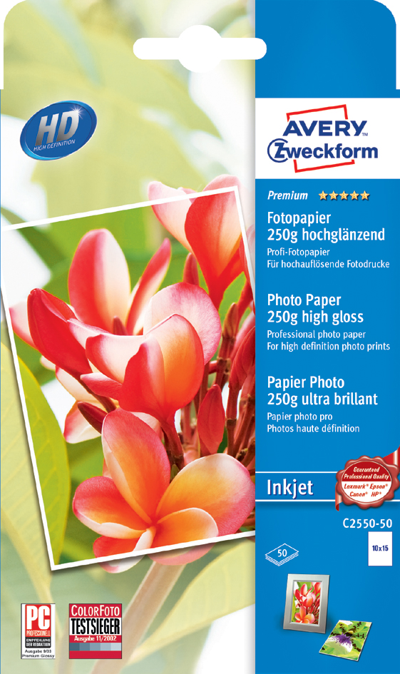 AVERY Zweckform Inkjet Foto-Papier, 100 x 150 mm, 250 g/qm