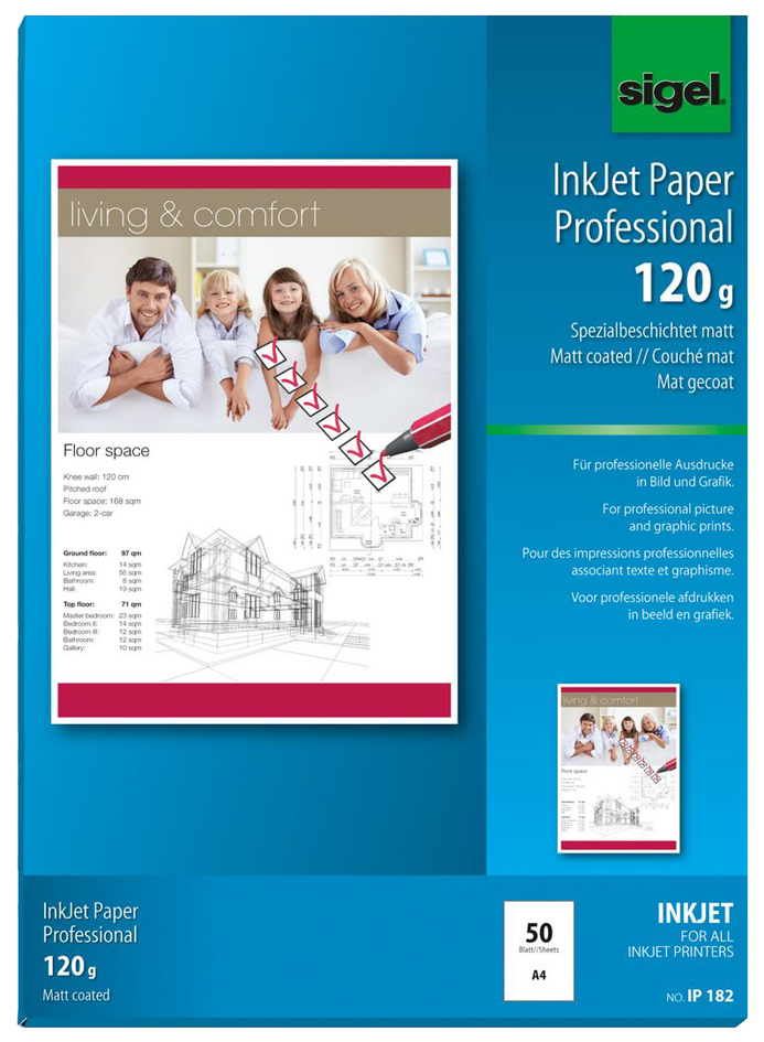 IP182-PK-VS sigel Inkjet-Papier, DIN A4, 95 g/qm, hochweiß, matt