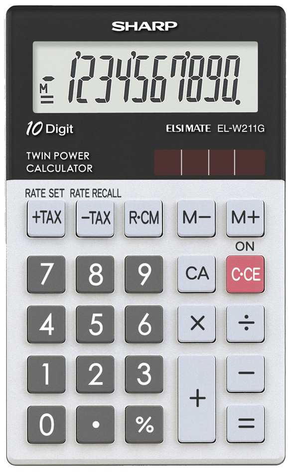 EL-W211G SHARP Taschenrechner EL-W211G GY, Solar-/ Batteriebetrieb