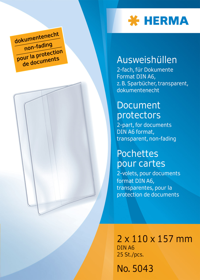504358934d0c1cded HERMA Ausweishülle, PP, 2-fach, 0,14 mm, Format: 80 x 113 mm