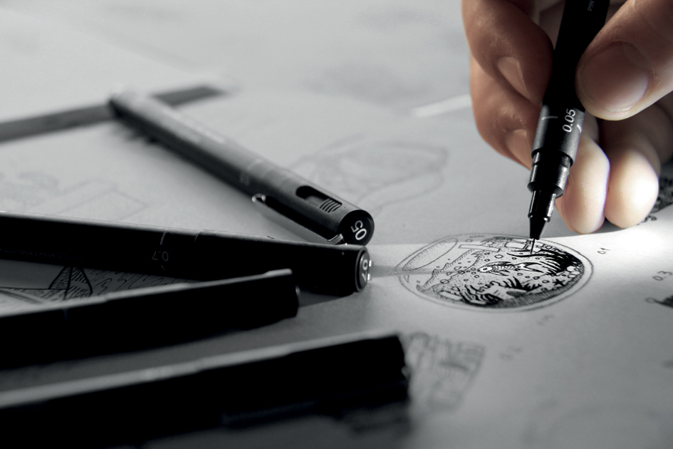 Anwendung uni-ball Fineliner PIN 03200 B, blau