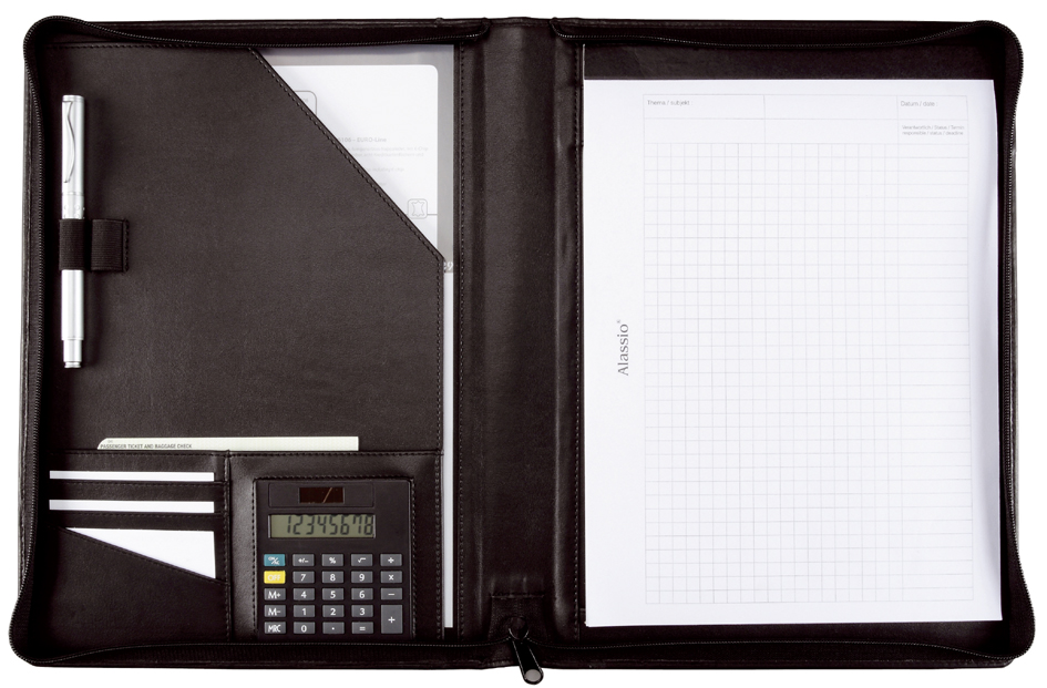 30055_neu Alassio Schreibmappe ´CATANA´, DIN A4, Nappa-Leder, schwarz