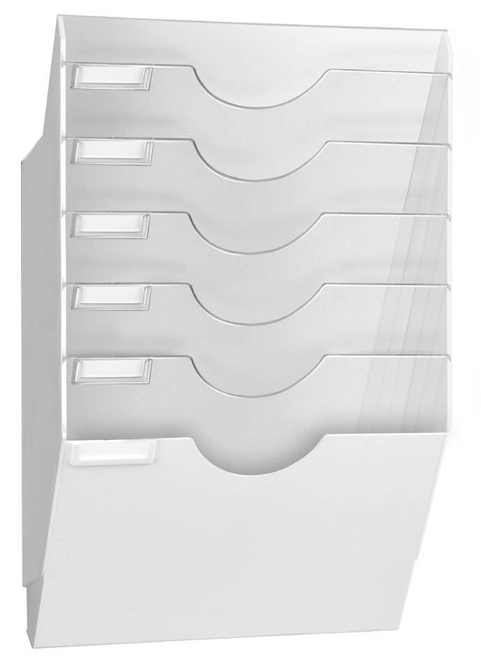 153_bl_DT CEP Wandprospekthalter CepExpo, DIN A4, 6 Fächer, weiss
