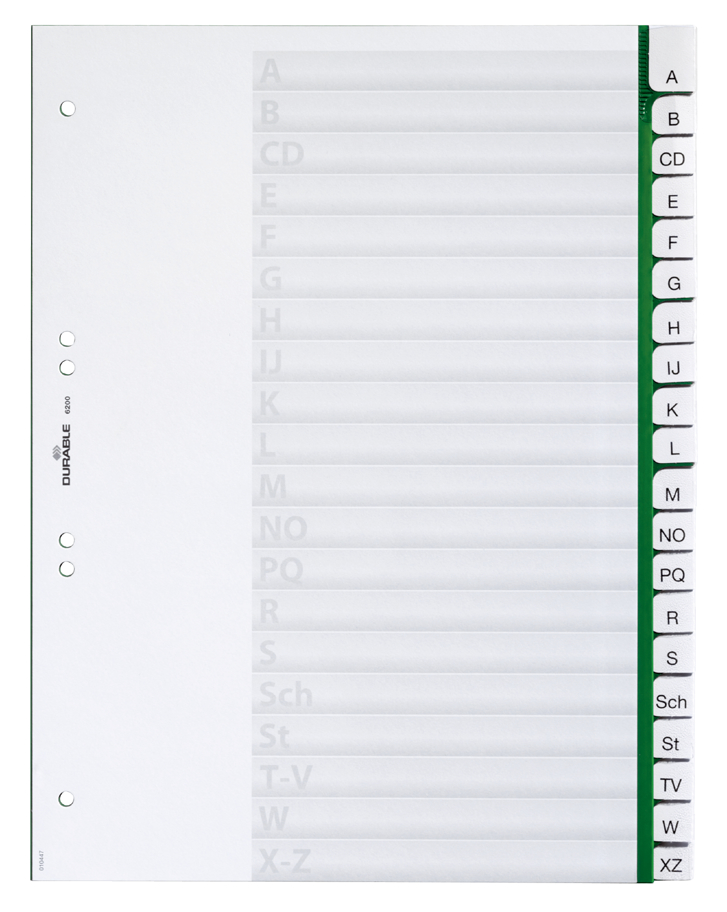 6200_05_GEN_C DURABLE Kunststoff-Register, PP, Stärke: 0,12 mm, 20-teilig