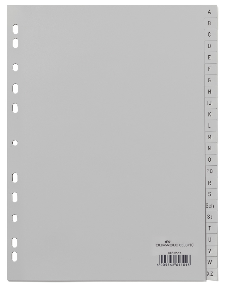 6508_10_GEN_A5893a1e942bd1 DURABLE Kunststoff-Register, A-Z, A4, 24-teilig, grau