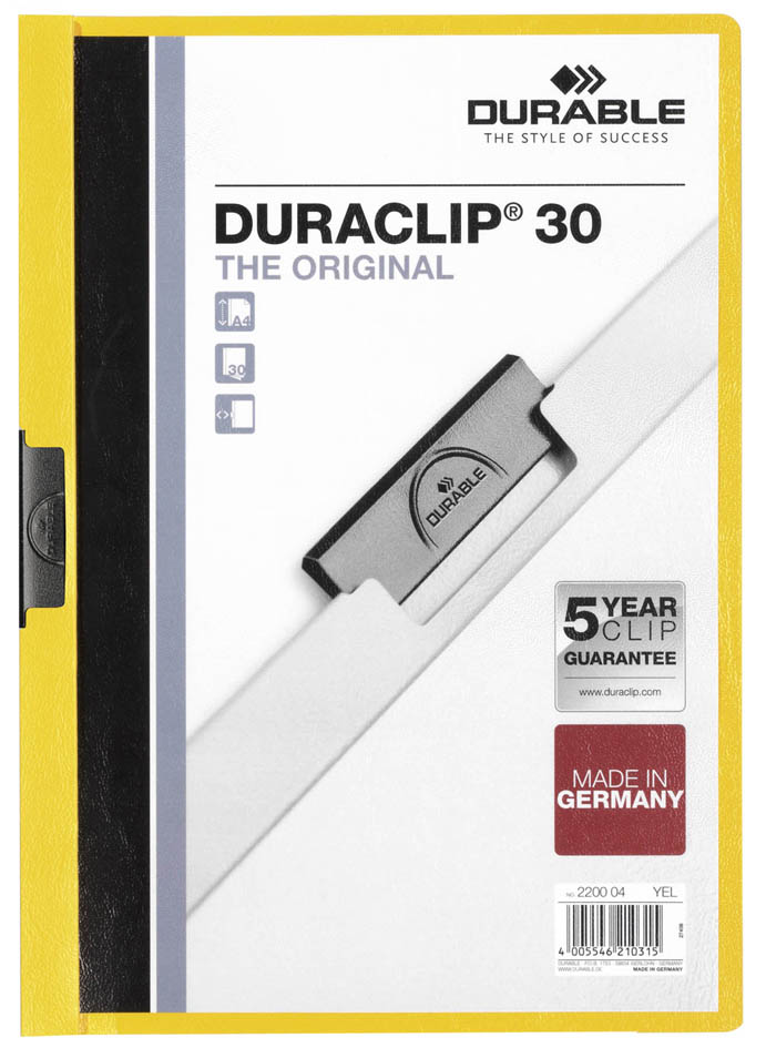 2200-04-durable589374b17625a DURABLE Klemmhefter DURACLIP ORIGINAL 30, DIN A4, gelb