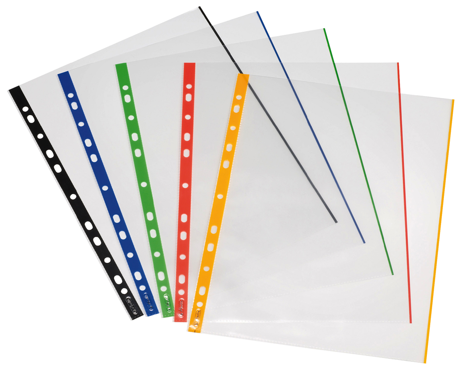 109144220001589b27f9318cc herlitz Prospekthülle, DIN A4, glasklar, farbiger Außenrand