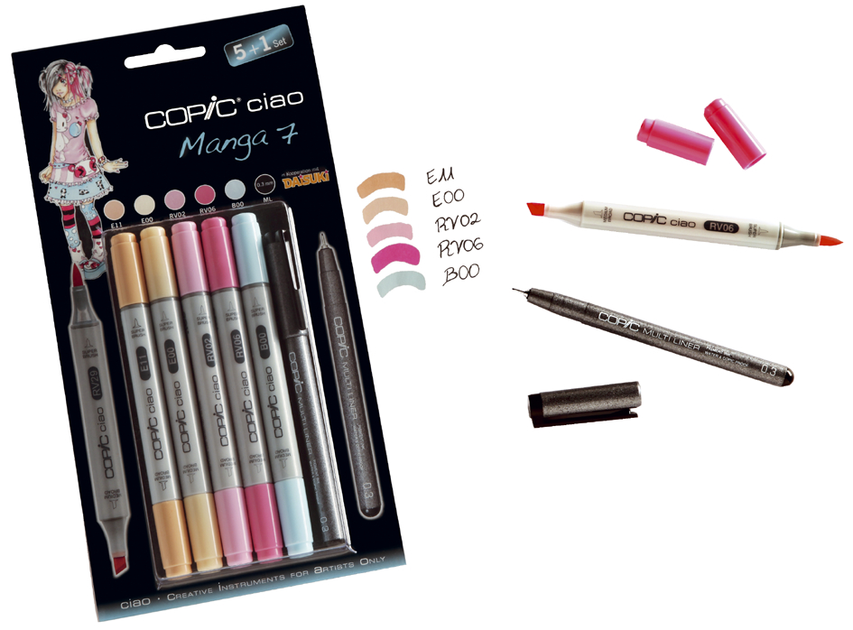 22075564_a COPIC Marker ciao, 5+1 Set ´Manga 7´