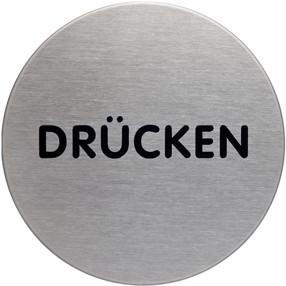 4900_61 DURABLE Piktogramm ´Drücken´, Durchmesser: 65 mm, silber