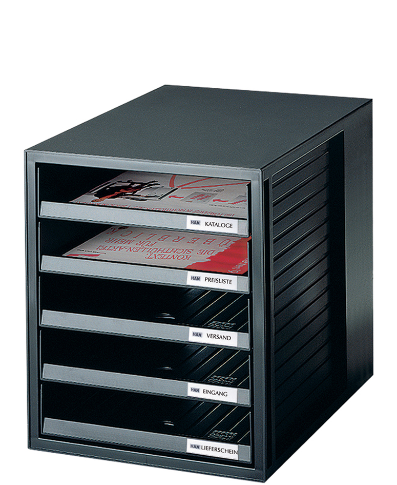 1401_13_Clips589b28c4d8b10 HAN Schubladenbox, 5 offene Schübe, Gehäuse: grau