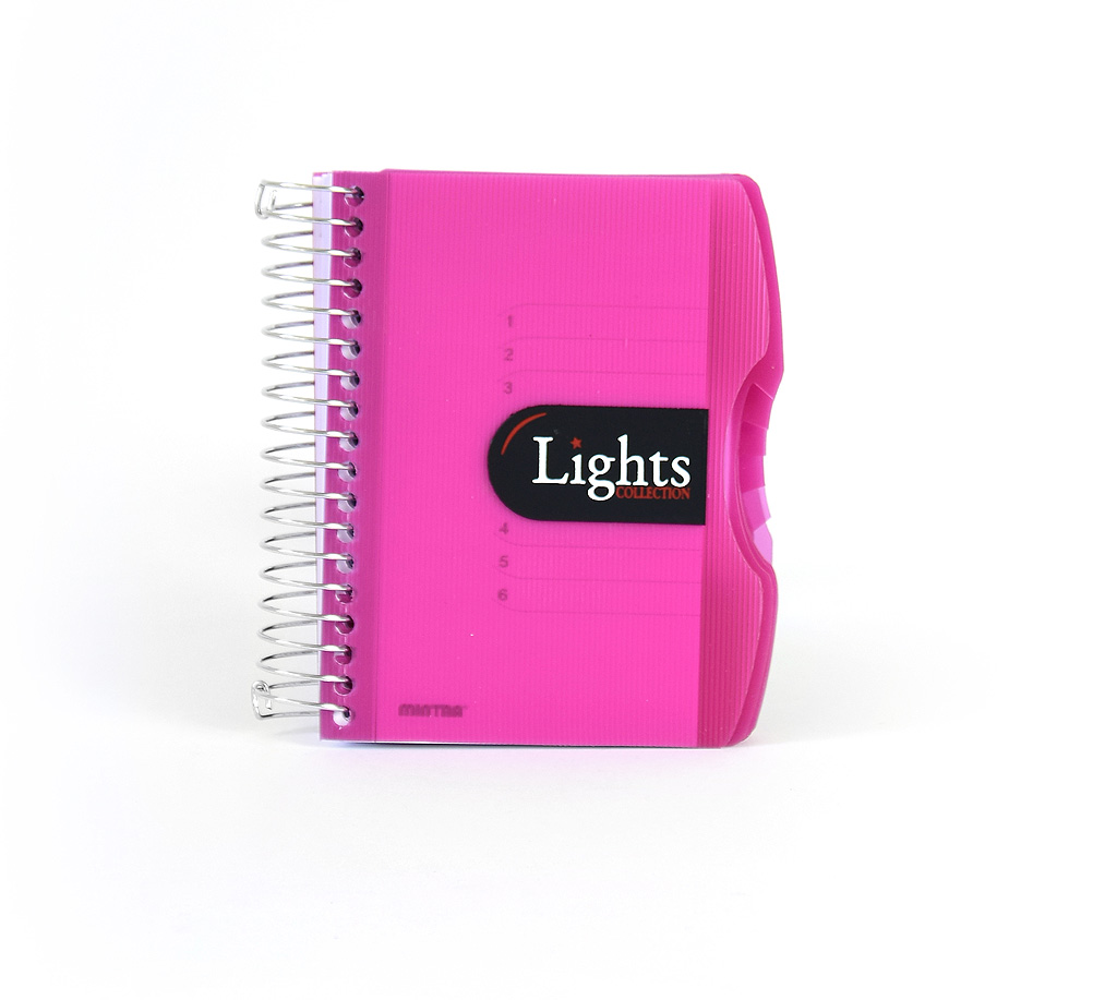 78e080701af8df6b87a53716fdf44b40 Notizbuch "Lights", DIN A6, liniert, PP-Hardcover mit Drahtspiralbindung - pink - DIN A6 - liniert