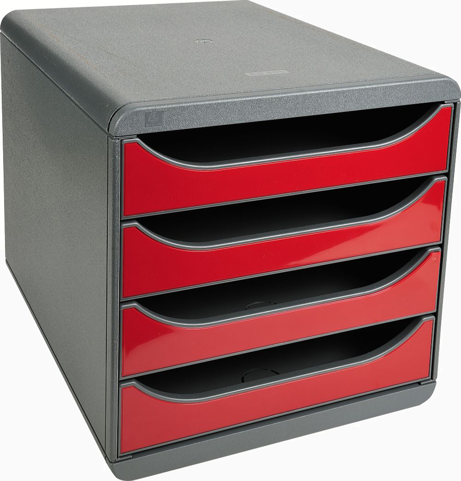 EXACOMPTA Schubladenbox BIG BOX, 4 Schübe, schwarz glossy