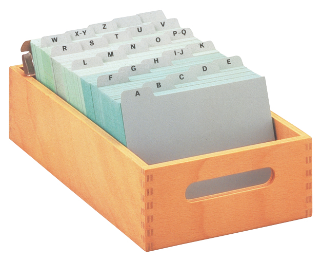 Holztrog-leer-u-gefuellt589b28cab7286 HAN Holz-Karteitrog A6 quer, für 1.000 - 1.500 Karten
