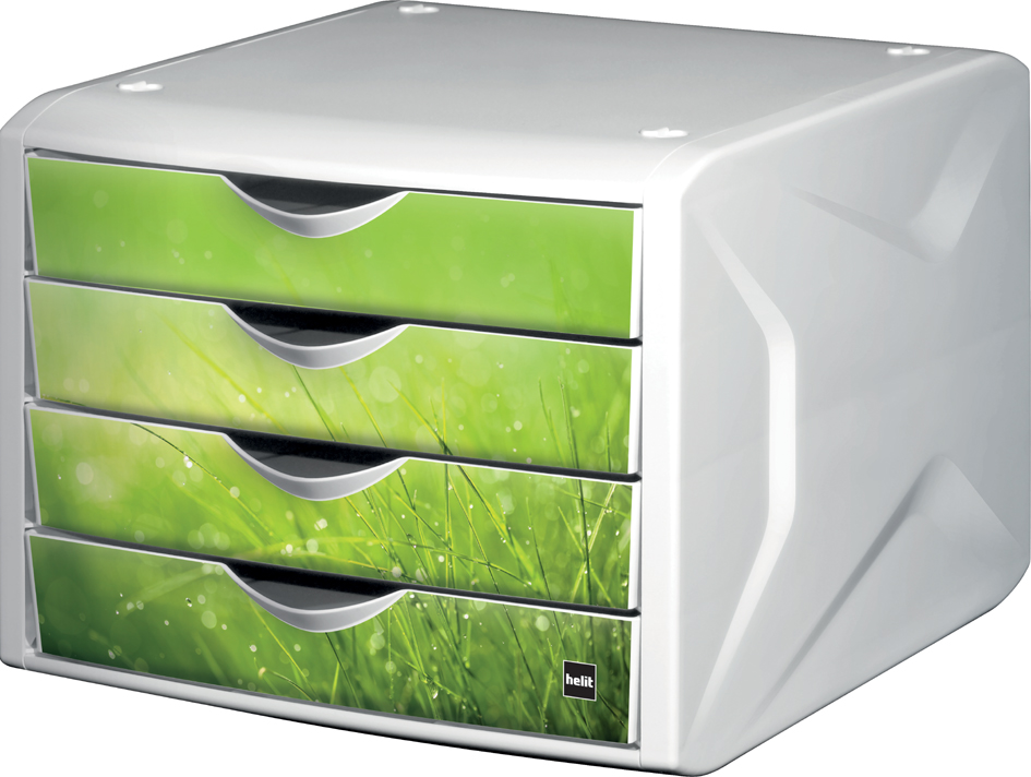 helit Schubladenbox Chameleon, 4 Schübe, Dekor black king