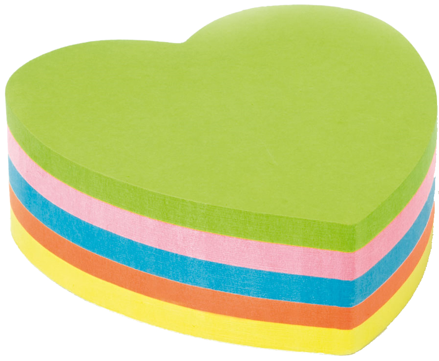 N48705N Kores Haftnotizen-Würfel ´Herz´, 250 Blatt, 5-farbig