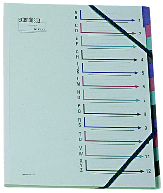 extendos Ordnungsmappe 43, 12 Fächer, mit Eckspanngummi