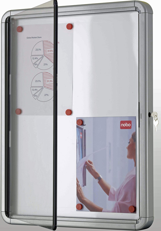 7d026263c2cea9603dafd6ae7743fd74 Schaukasten Nobo mit Klapptür, Alu, 6x DIN A4...für Innen
