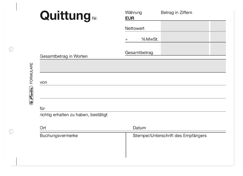 herlitz Formularbuch ´Quittung 401´, DIN A6, 50 Blatt