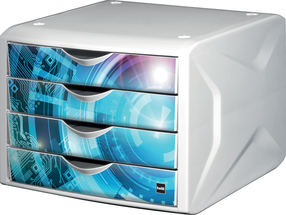 helit Schubladenbox Chameleon, 4 Schübe, Dekor dark hexagon