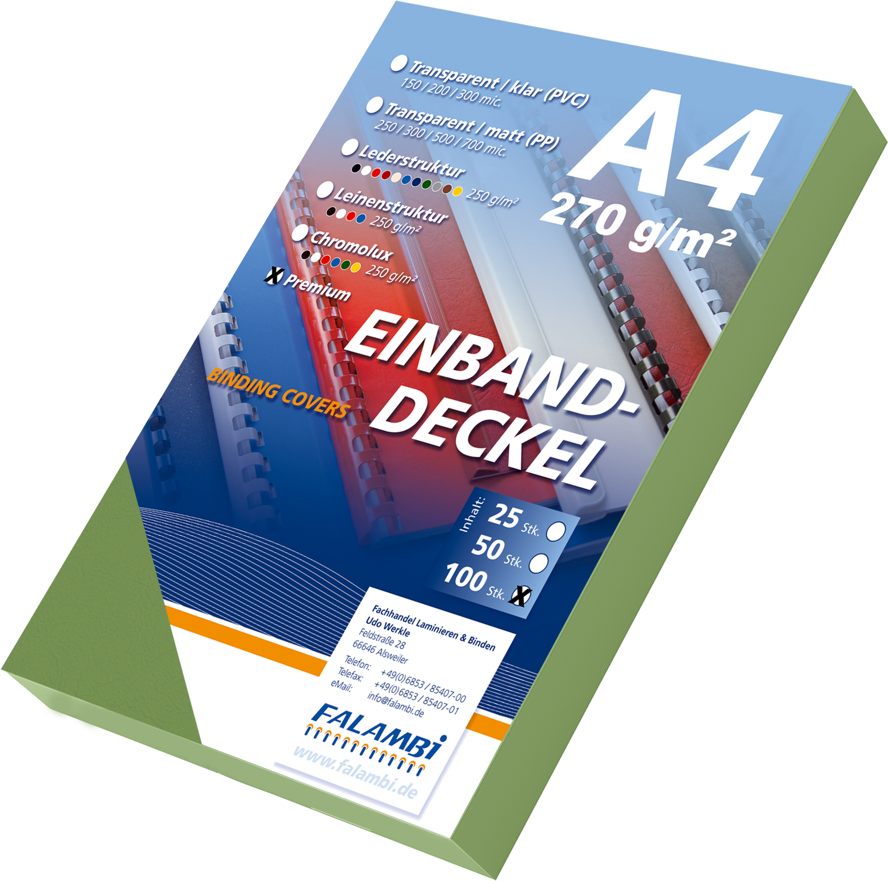 Einbanddeckel PREMIUM A4 Leder / 270 - grün