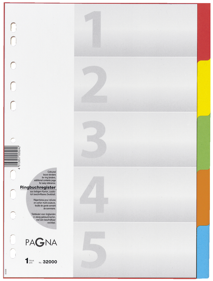 32000589349f633a9f PAGNA Karton-Register, DIN A4, 6-teilig, 6-farbig